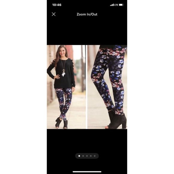 Infinity Raine Black/Blue Floral Leggings - Picture 1 of 7